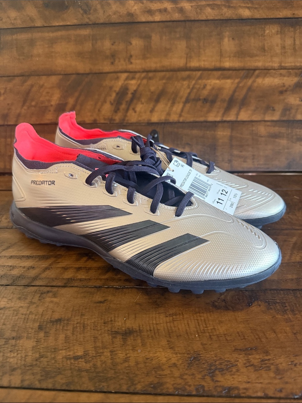 NWT Adidas Men’s Predator Turf Shoes - Silver with Black and Pink
